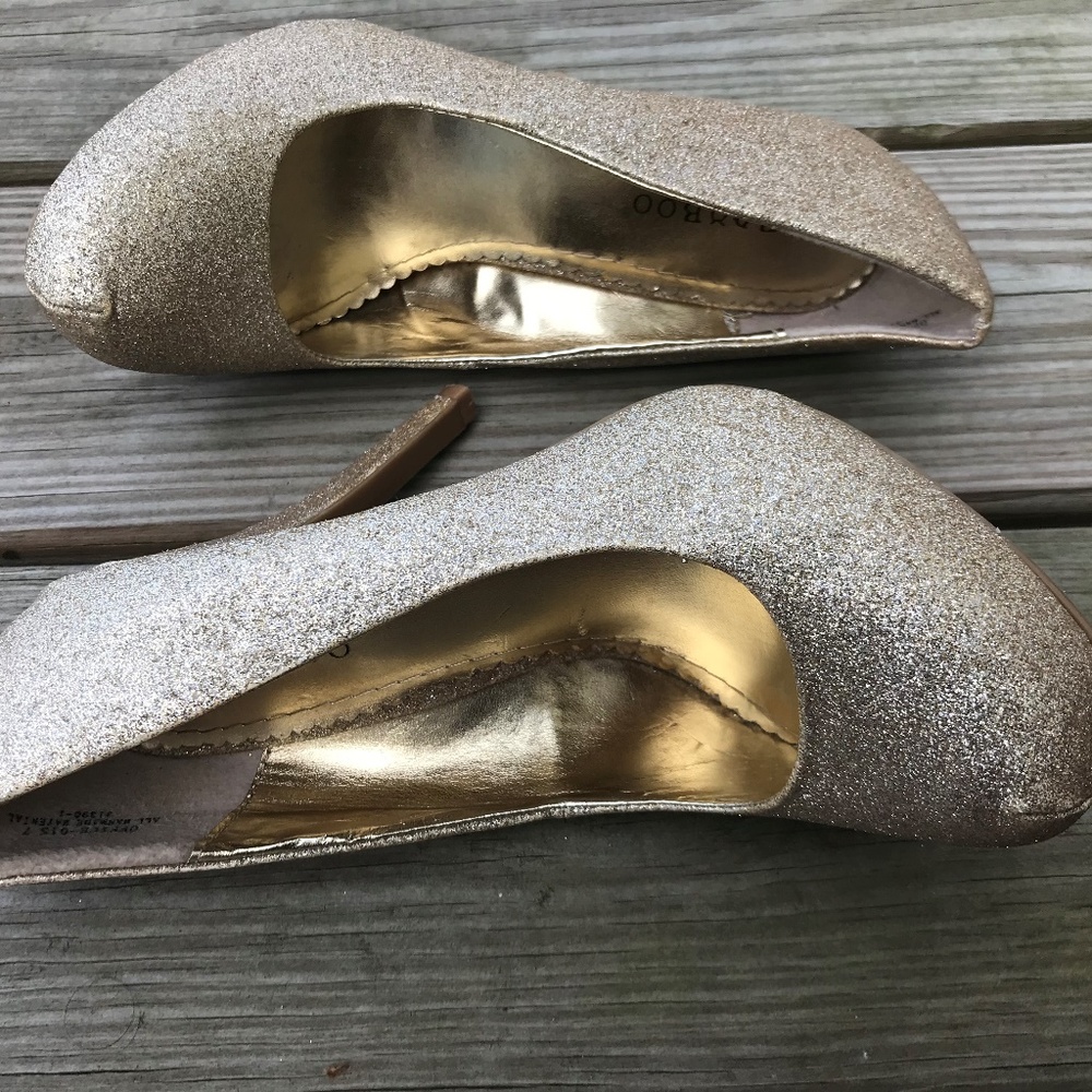 Bamboo Women Heel Pump Shoe Gold Tone Office-015 - Picture 7 of 8